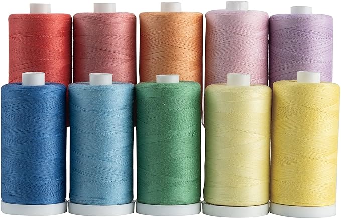 Connecting Threads 100% Cotton Thread Sets - 1200 Yard Spools (Set of 10 - Saltwater Taffy)