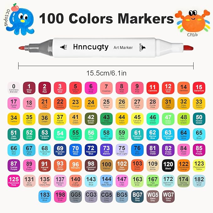 Alcohol Markers Set 100 Colors, Dual Tips Coloring Art Markers Set with Case & Holders, Chisel & Fine Artist Sketch Pens Art Supplies for Adult Coloring Books, Drawing, Painting, Sketching