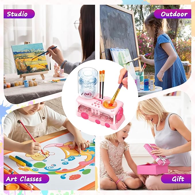 2025 Upgraded Paint Brush Cleaner Tool,Brush Rinser Cup Painting Running Water Circulation Art Supplies for Acrylic,Watercolor and Water Based Creative Gift for Adult Artist and Kids