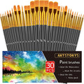 Paint Brushes Set, 30 Pcs Paint Brushes for Acrylic Painting, Oil Watercolor Acrylic Paint Brush, Artist Paintbrushes for Body Face Rock Canvas, Adult Drawing Arts Crafts Supplies, Black