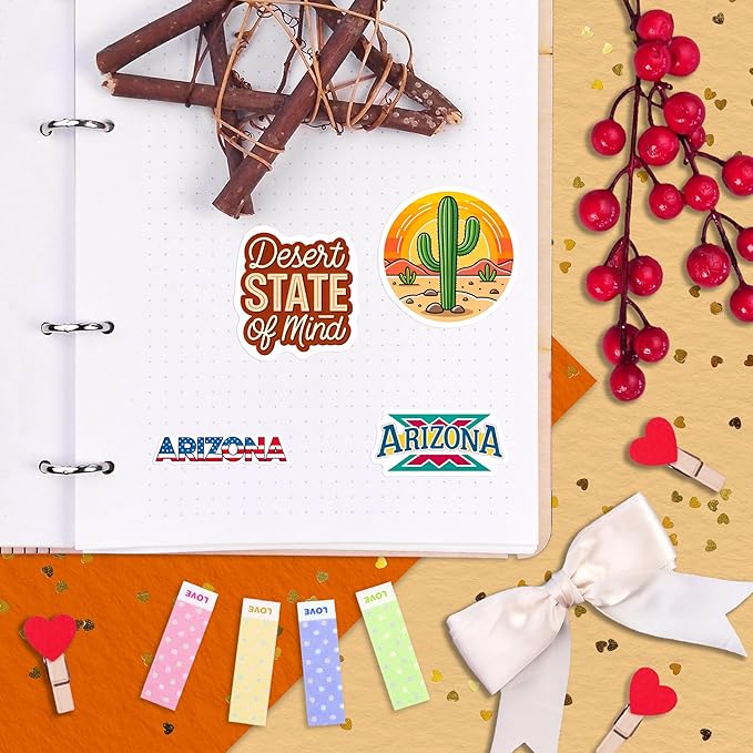 100Pcs Arizona Stickers Small for Water Bottle, Laptops, for Luggage - Arizona Gifts and Souvenirs, Party Supplies - Gift for Women & Men