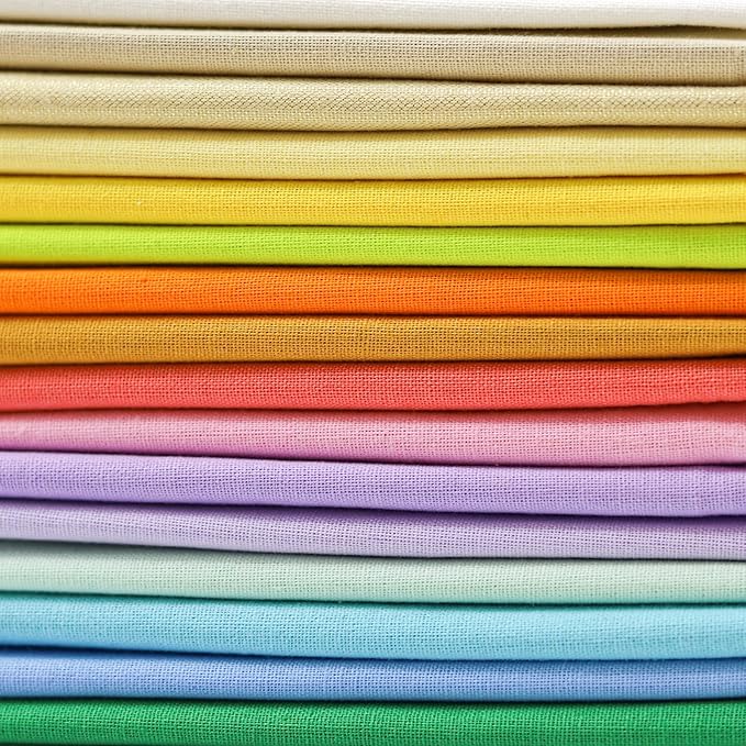18 * 21inch Cotton Fabric, Premium Fabric Pure Quilting Fat Quarter Bundles Patchwork for Sewing DIY Craft (Macaron, 16PCS)