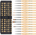 Golden Maple Miniature Paint Brushes, 15PC Model Brushes Micro Detail Paint Brush Set, Fine Detailing for Acrylics, Oils, Watercolors & Paint by Number, Figurine (Wooden)