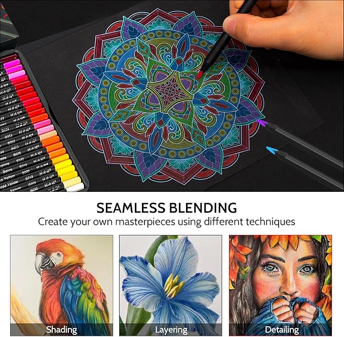 H & B 72-Color Colored Pencils Set – Professional Soft Core Vibrant Drawing & Sketching Pencils for Shading, Coloring for Adults, Artists & Beginners, Ideal Gift Set