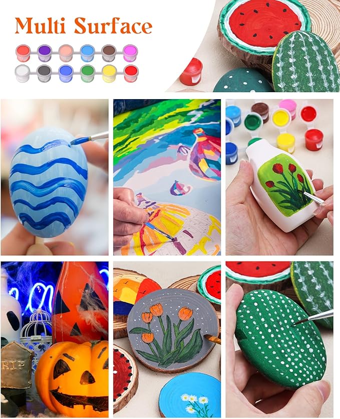 Yeeart 30Pack Mini Acrylic Paint Set,12 Colors Acrylic Paint Strips for Kids, 360 PCS Kids Paint Set Container Strips Storage, Craft Paint for Home Birthday Classroom Party Favors