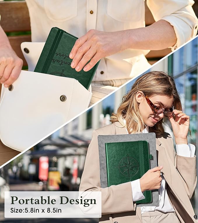 Blank Journal Notebook for Women Men,160 Pages,A5 Hardcover Sketchbook for Drawing, Sketch book, Unlined Notebooks for School,Work, Note Taking,Travel Journals for Writing 5.8"x8.5" (Green)