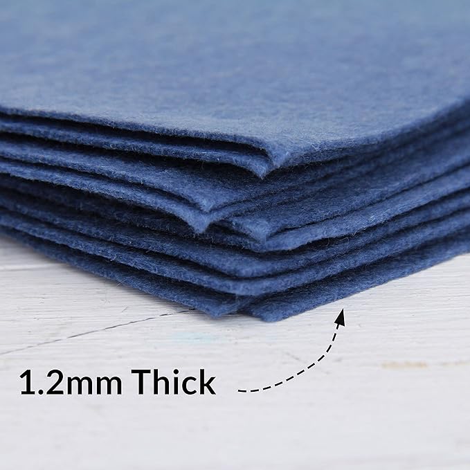 Threadart Premium Felt Roll - 12" x 10yd - Denim | Soft Wool-Like Feel | 1.2mm Thick Fabric for DIY Crafts, Sewing, Crafting Projects | Compatible with Cricut Maker