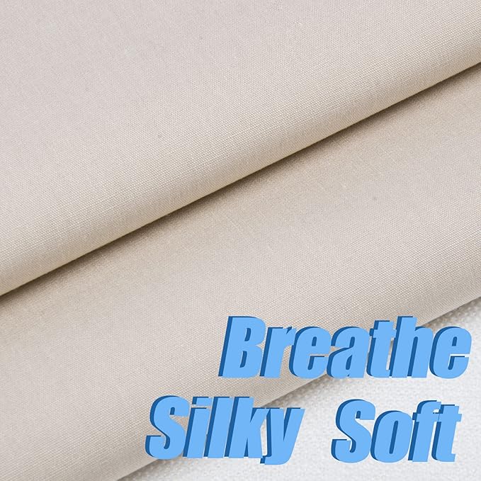 WAFASSZD 2 Yard Beige Cotton Fabric,Natural Cotton Poplin Fabric by The Yard,59 Inches Wide 100% Cotton,Soft Embroidery Muslin Quilting Material for Sewing Material Apparel Cloth