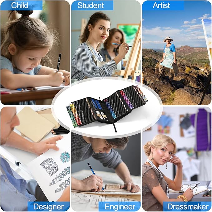 H & B145 PCS Children Adult Artist Drawing and Art Supply Kit, Sketch Gift Box, Shading and Tinting Colors, Including Graphite Pencils, Drawing Sketch Kit