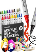 48 Colors Dual Tip Acrylic Paint Markers,Fine Tip and Dot Tip Acrylic Paint Pens For Rock Painting, Canvas, Wood, Glass, Ceramic, Fabric, Plastic, Egg, Art Painting Supplies Kit
