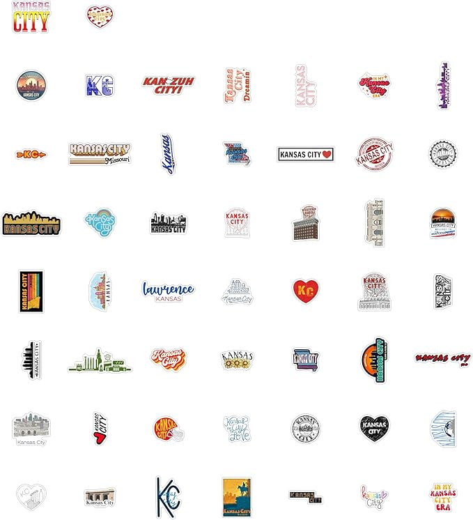 BulbaCraft BulbaCraft Kansas City Stickers for Water Bottle and Laptop - City Souvenirs, Decorations & Gifts, Waterproof Vinyl Decals, Gifts for Women & Men