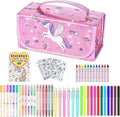 Washable Scented Markers Set for Kids - Unicorn Coloring Art Supplies Set for Kids Ages 4-8 Birthday Gifts for 4-8 Year Old Girls Unicorn Pencil Case 54 PCS