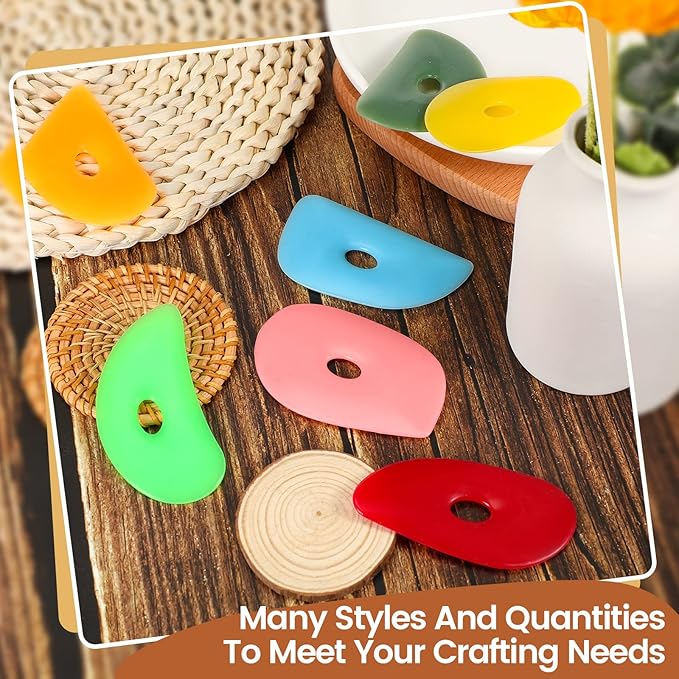 Sherr 21 Pcs Soft Ribs for Pottery Clay Silicone Rib Ceramics Tools Pottery Rubber Clay Ceramic Ribs for Adult DIY Smooths Shapes Sculpting Tools, 7 Styles(Bright Color,Classic Style)