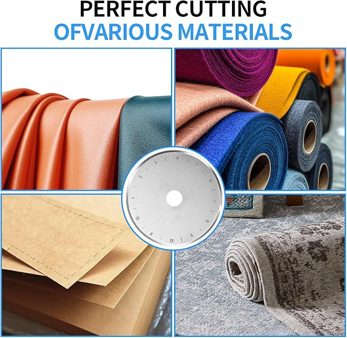12 Pack 45mm Rotary Steel Blades, Sharp and Durable Rotary Replacement Blades with Scale for Quilting Sewing Fabric Cutting (Circular Hole)