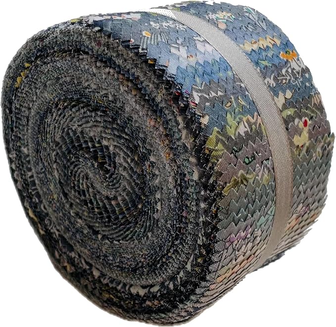 Jelly Roll Fabric 100% Cotton Quilting Fabric, 40 Pre-Cut Strips (2.5 x 44 Inch) for Quilting and Sewing - 20 Assorted Floral Prints- Londen Sky