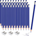 36 PCS Dark Blue Checking Pencils Erasable Colored Pencils with Eraser Pre-Sharpened 2 HB for Checking, Grading, Tests & Office/School Supplies (Dark Blue)