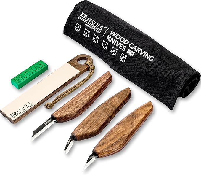 Hutsuls S.06 Wood Carving Knives Kit - Carver’s Choice Whittling Knives for Precision Work, Complete Beginners Whittling Wood Carving Knife Set, Master Craft Wood Whittling Kit for Beginners Kids