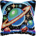 MIAOLLUN Cosmic Planet Latch Hook Kits Pillow Making Sofa Cushion Cover, Pillowcase Craft Kits Color Pattern Printed for Adults Kids Beginner 17X17 Inch