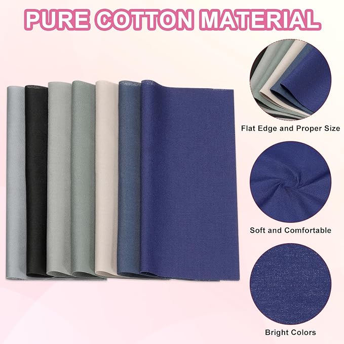 PATIKIL Cotton Fabric Bundles, 14 Pcs 8 x 8 Inch Fat Quarter Solid Color Precut Fabric Squares for Sewing Patchwork Quilting DIY Crafts, Blue Grey