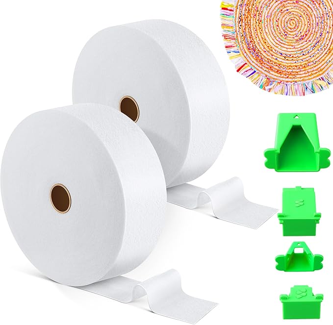 Ceoighe Jelly Roll Batting Strips with Tube Maker, 2 Rolls 100 Yards Total, 2 1/2 Inch Cotton Blend Quilt Batting for Quilting, Rugs, Braided Mats, DIY Sewing Projects