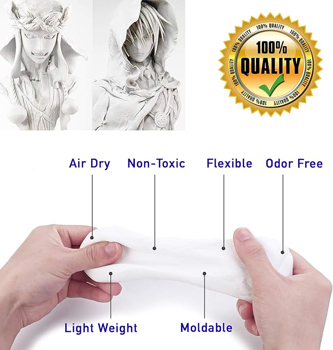 Moldable Cosplay Foam Clay (White) – High Density and Hiqh Quality for Intricate Designs | Air Dries to Perfection for Cutting with a Knife or Rotary Tool, Sanding or Shaping