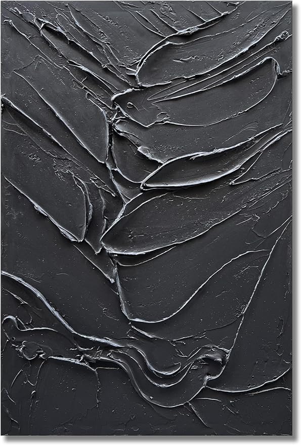 Art Hand-Painted Black Texture Minimalist Art Oil Painting 36x24 inch Modern Abstract Art Home Wall Decorative Art