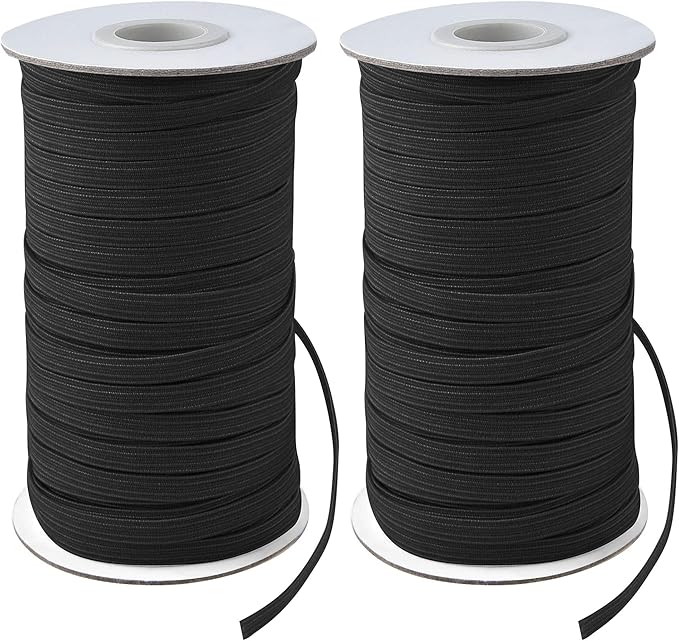 Coopay 160 Yards Length 1/8" Width Elastic Bands Flat Elastic Cord Rope Heavy Stretch Spool Knit for Sewing DIY Projects, Arts & Crafts, 2 Rolls, 80 Yards/Roll (Black, 1/8 Inch)