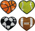 StickerBeans® Rhinestone Stickers - Sporty 4-Pack, 2” x 2” Each, Unique Sparkly Cut-to-Shape for Collecting, Trading, Decorating Laptops, Phone Cases, Scrapbooks - for Kids, Teens, & Adults