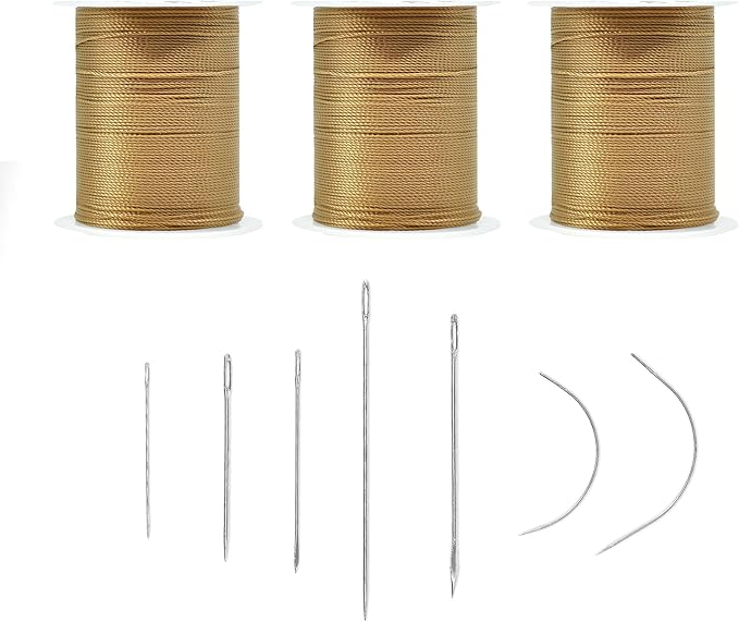 Extra Strong Upholstery Thread Repair Sewing Kit,Polyester Thread for Sewing with 7 Size Sewing Needles for Furniture,Leather&Canvas Stitching,70m/Spool (Khaki)