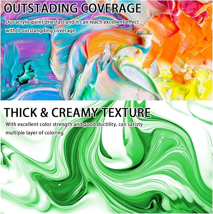 SNOWSUN Green Acrylic Paints, Large Bulk Heavy Body Acrylic Paint (42.4 oz, 1L) - Non Toxic Gloss Thick Art Paint for Multi-Surface, Ideal for Canvas Wood Ceramic Fabric and Leather, Stone Craft, for Artists & Beginners