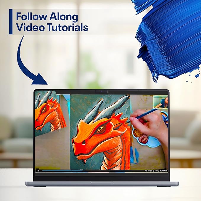 Painting4Real DIY Art Painting Kit for Adults – Learn to Paint Orange Dragon with Video Tutorials – 9 Pieces Acrylic Paint Set for Adults –Perfect Christmas Crafts & Holiday Gifts for Art Lovers