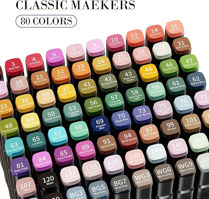 Alcohol Markers,80 Colors Dual Tip Permanent Art Markers for Adults Coloring Illustrations Sketch,Christmas gift,Alcohol Based Marker with Case,for Book Painting Card Making