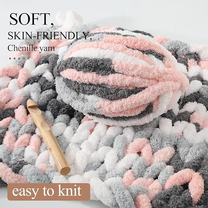 Chunky Yarn for Hand Knitting, No7 Thick Yarn, 250Grams 32Yards, Pack of 4, Perfect for Knitters and Crafters (Kitten)