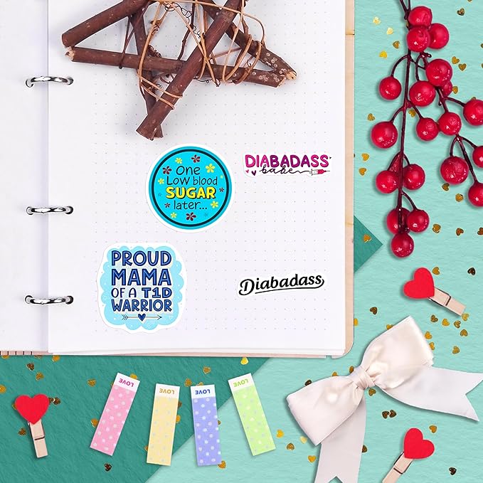 100Pcs Diabetes Stickers for Water Bottle - Diabetic Stickers and Decals - Diabetes Gifts for Diabetics - Gift for Women & Men