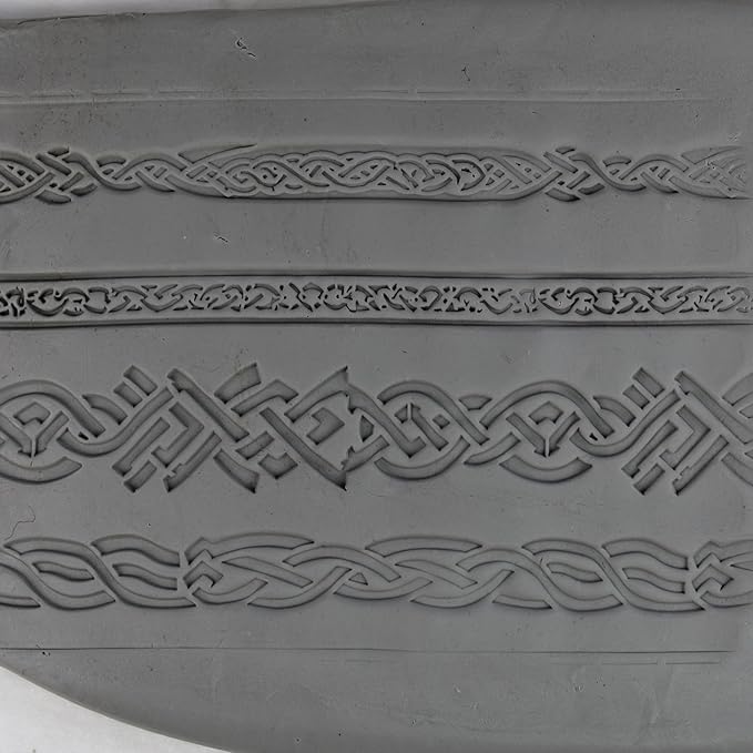 Ironbind Weaves Clay Texture Roller (4") - Seamless Border Set #01 - Embossing Pattern Roller for Polymer & Ceramic Clay, Pottery & Crafts