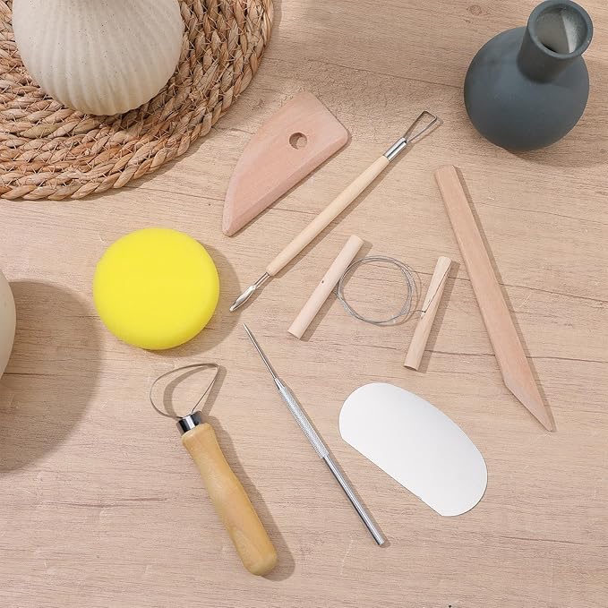80 Pcs Pottery Tool Kit Sculpting Clay Tool Includes Clay Cutting Modeling Trimming with Wooden Handles Carving Kit for School College Beginners Carving Shaping
