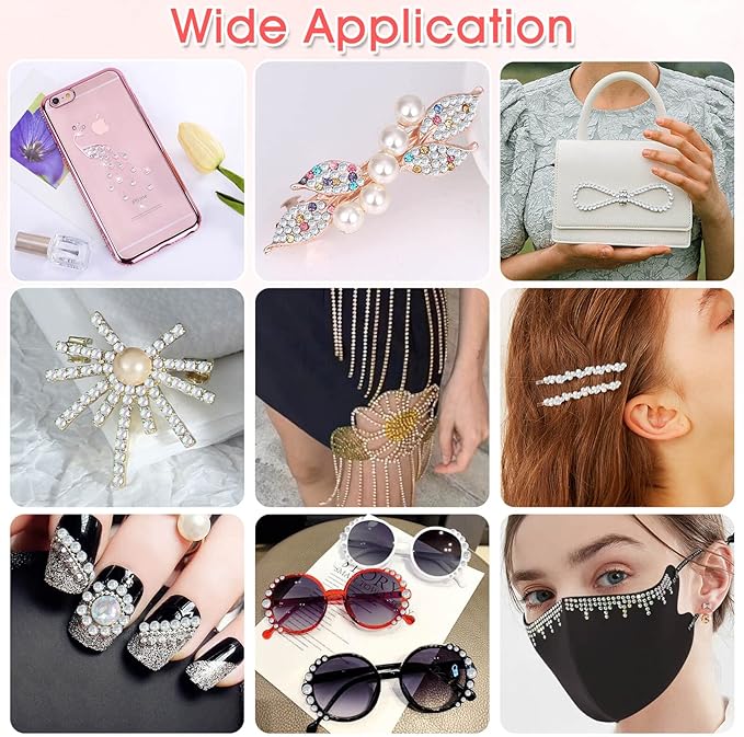 1982 Pieces Crystal AB Hair Rhinestones Stickers, Self Adhesive Face Rhinestones Stick on Bling Gems Jewels Stickers for Hair Face Body Makeup Clothes Shoes Bags DIY Craft, 6 Sizes