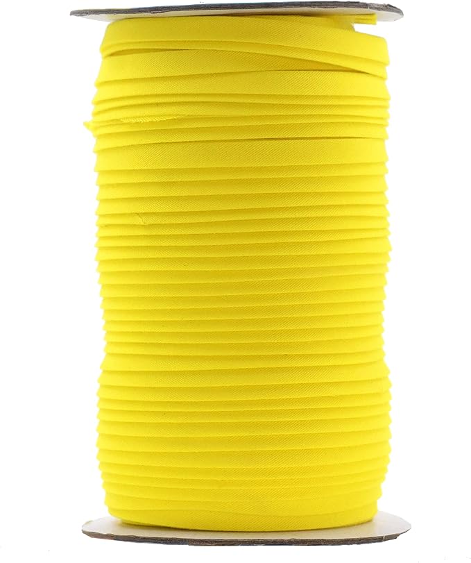 Mandala Crafts 55 Yards 1/4 Inch Yellow Double Fold Bias Tape for Sewing - Bias Binding Tape for Quilting Binding, Hemming, Seam, and Fabric Piping