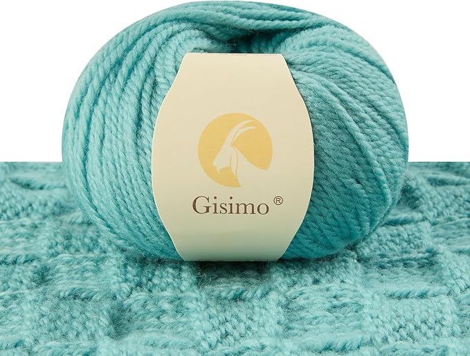 100% Merino Wool Yarn 3-Ply Luxurious and Soft Yarn for Hand Knitting & Crocheting (Cyan,1Ball)