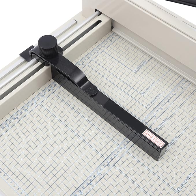 Heavy Duty Guillotine Paper Cutter Manual Paper Slicer Trimmer for Card Film Fabric Cardstock Soft PVC Up to 17in Width, with Precise Grid and Scale, 0.1-36mm Cutting Thickness