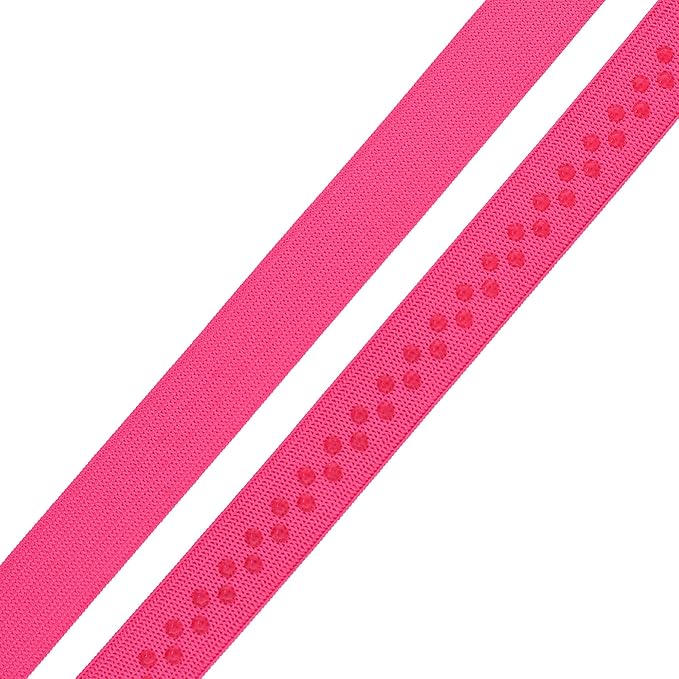 Mandala Crafts 0.5 Inch Elastic Silicone Gripper Tape for Clothing - 10 Yds Dotted Non Slip Elastic Band for Sewing - Hot Pink Silicone Flat Fabric Stretchy Ribbon Straps