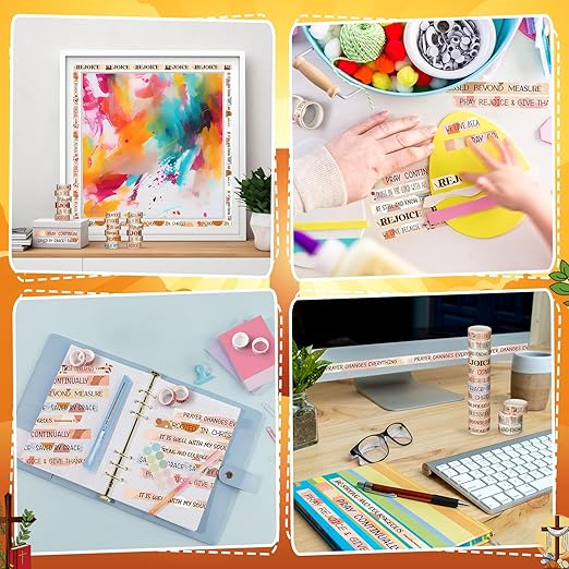 Janlaugh 24 Rolls Christian Washi Tape for Bible Journaling Gifts Bulk Religious Inspirational Scripture Supplies Boho Bible Verse Washi Tape for Study Crafting New Year DIY Gifts