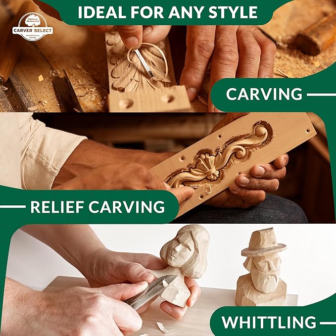 Basswood Carving Blocks Set of 19 – Wood Carving Kit with Premium Bass Blocks – for Crafts & Whittling – Ideal for Beginners & Professionals