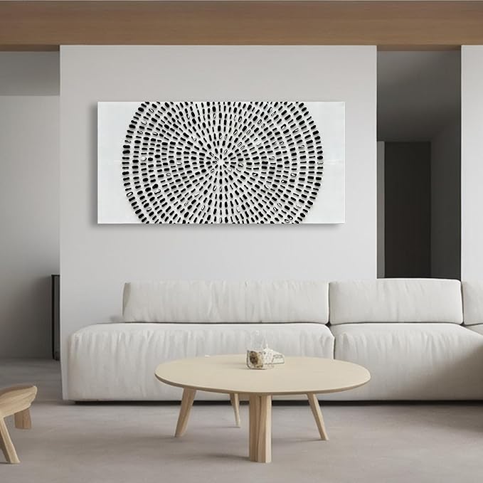 Art 30x60 inch Hand Painted Black and White Abstract Texture Art Oil Painting Large Modern Art Canvas Wall Decoration Painting
