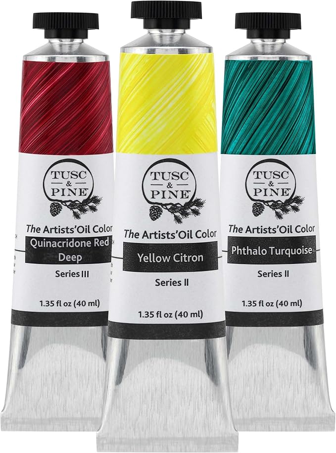 Tusc & Pine Artist Oil Paint - Mixing Colors, Set of 3 40 ml, Non-Yellowing, Rich & Creamy Consistency, Maximum Pigment Load, Small Batch Milled Oil Paints Made in the USA for Professional Artists