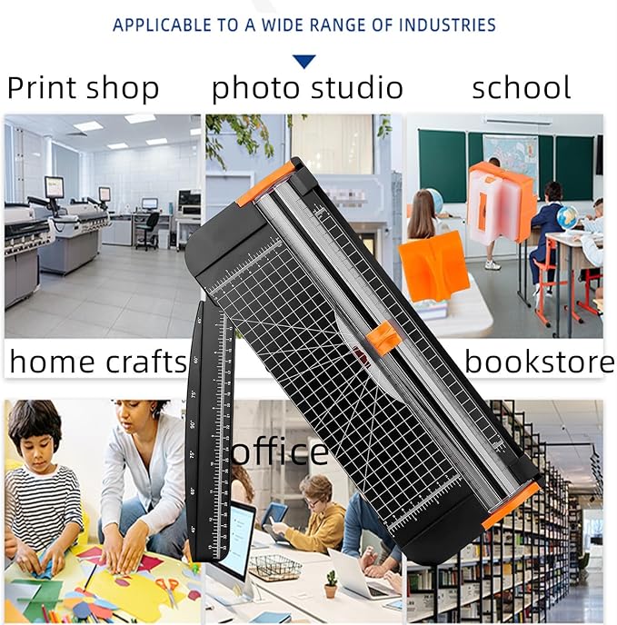 A4 Paper Cutter Paper Trimmer Portable Paper Slicer, 12 Inch Titanium Scrapbooking Tool with 3pcs Replacement Blades with Safeguard Side Ruler for Craft Paper, Coupon, Label and Cardstock