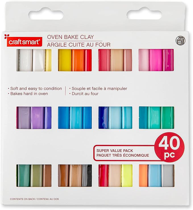 Craft Smart 40oz. Assorted Super Value Pack Oven-Bake Clay - Clay for Sculpting, Jewelry, Modeling, School Projects, Arts & Crafts - 1 Pack