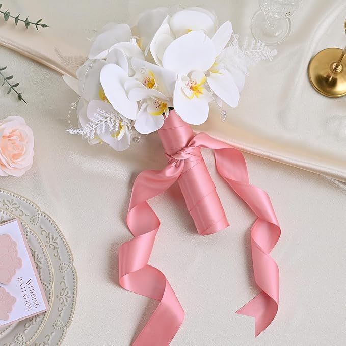 Double Face Lt.Coral Satin Ribbon 1-1/2 inch X 50 Yards Polyester Lt.Coral Ribbon for Gift Wrapping Very Suitable for Weddings Party Hair Bow Invitation Decorations and More