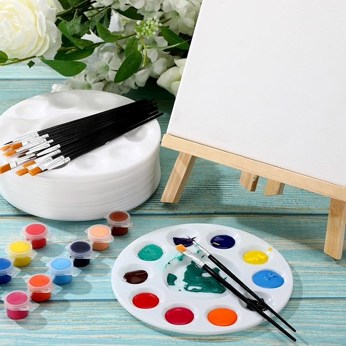 150 Pcs Painting Brushes Palettes Set 100 Watercolor Paint Brushes 50 Tray Palettes Art Classroom Supplies Paint Party Favors for Adults Students Classroom Birthday Party(Black)