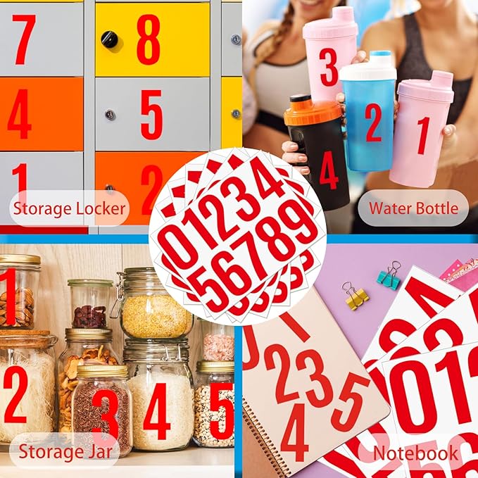 6 Sheets 4 Inch Mailbox Numbers Stickers Vinyl Decals,Self Adhesive Number Waterproof Large House Address Numbers for Outside Mailbox,Signs,Window,DIY Crafts Making,Door,Car,Home,Business(Red)